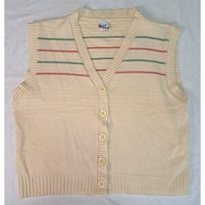 Salem Medium Vtg Sweater Vest Knit Twee Cottagecore Pastel Prairie Boho Hippie